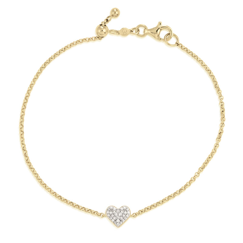 Lab Grown Diamond Heart Adjustable Bracelet Gold Plated image number null