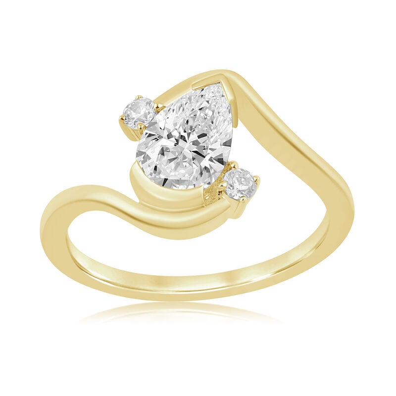 Princess Lab Grown Diamond 1 1/10ctw. Freeform Three Stone Engagement Ring in 14k Yellow Gold image number null