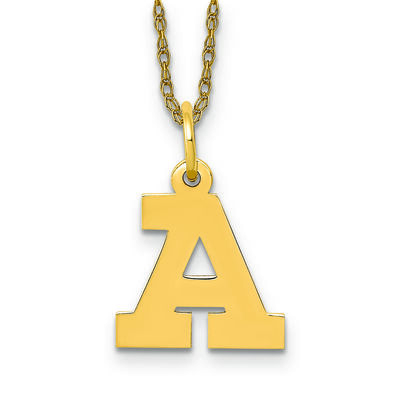 Small Block A Initial Necklace in 14k Yellow Gold