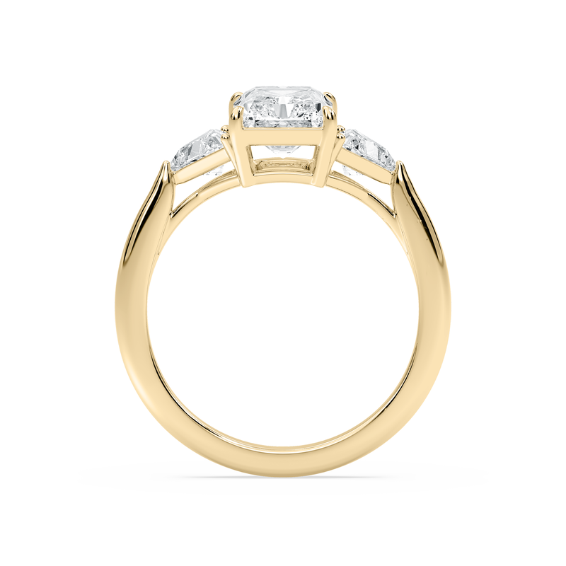 Radiant Lab Grown Diamond 1 1/4ctw. Three Stone Engagement Ring in 14k Yellow Gold image number null