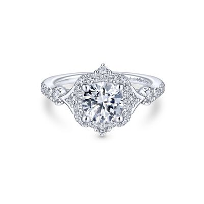 Gabriel & Co. "Veronique" Victorian Halo 14k White Gold Diamond Ring Setting ER14411R4W44JJ