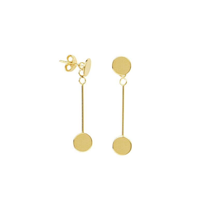 Disc Stud Dangle Fashion Earrings in 14k Yellow Gold image number null