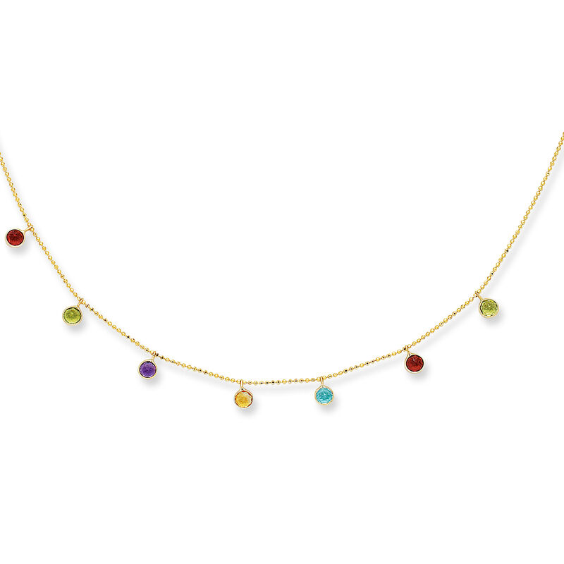 Multi-Gemstone Necklace 18" in 14k Yellow Gold image number null