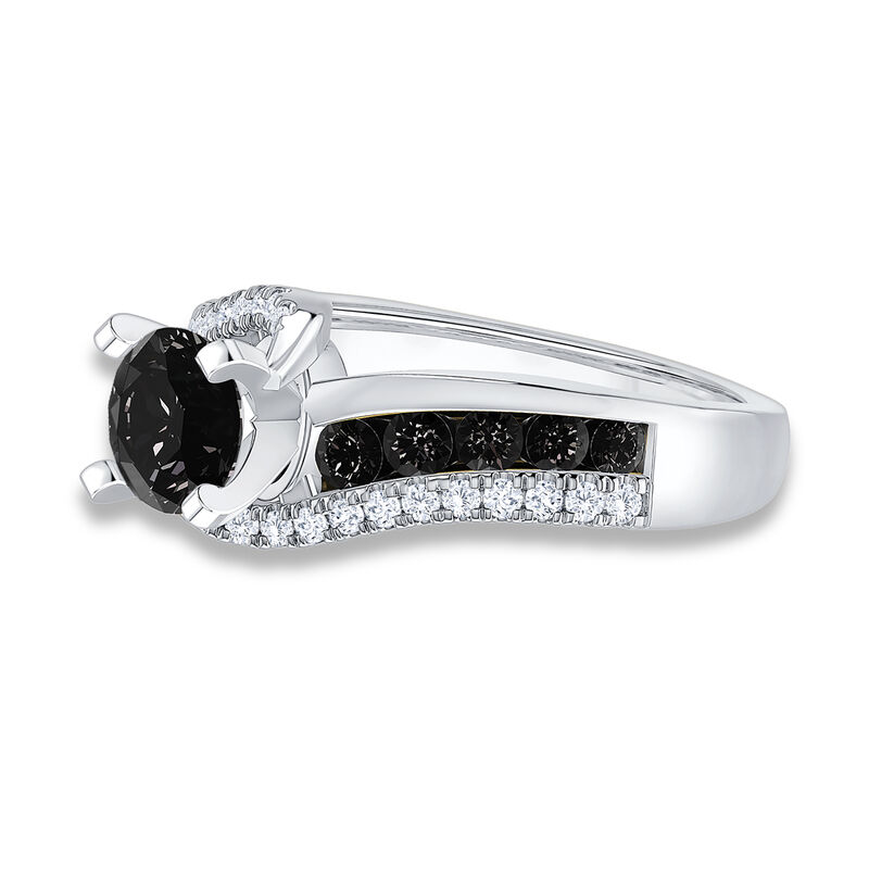 Brilliant-Cut 2.25ctw. Diamond Black and White Bypass Engagement Ring in 14k White Gold image number null