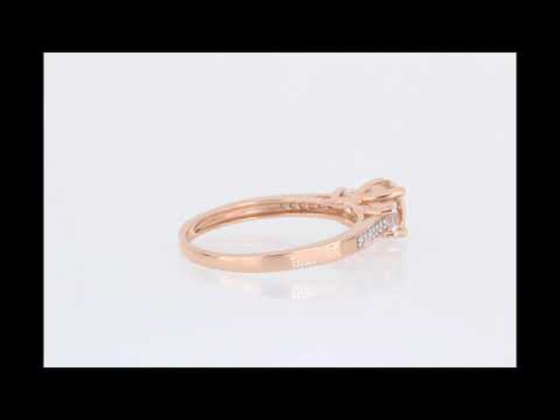  White Sapphire & Diamond Engagement Ring in 10k Rose Gold image number null