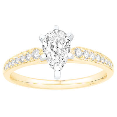 Diamond Cathedral Ring Setting in 14k Yellow Gold 