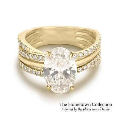 Nashville Oval Lab Grown 3 5/8ctw. Diamond Multi-Row Twist Engagement Ring in 14k Yellow Gold