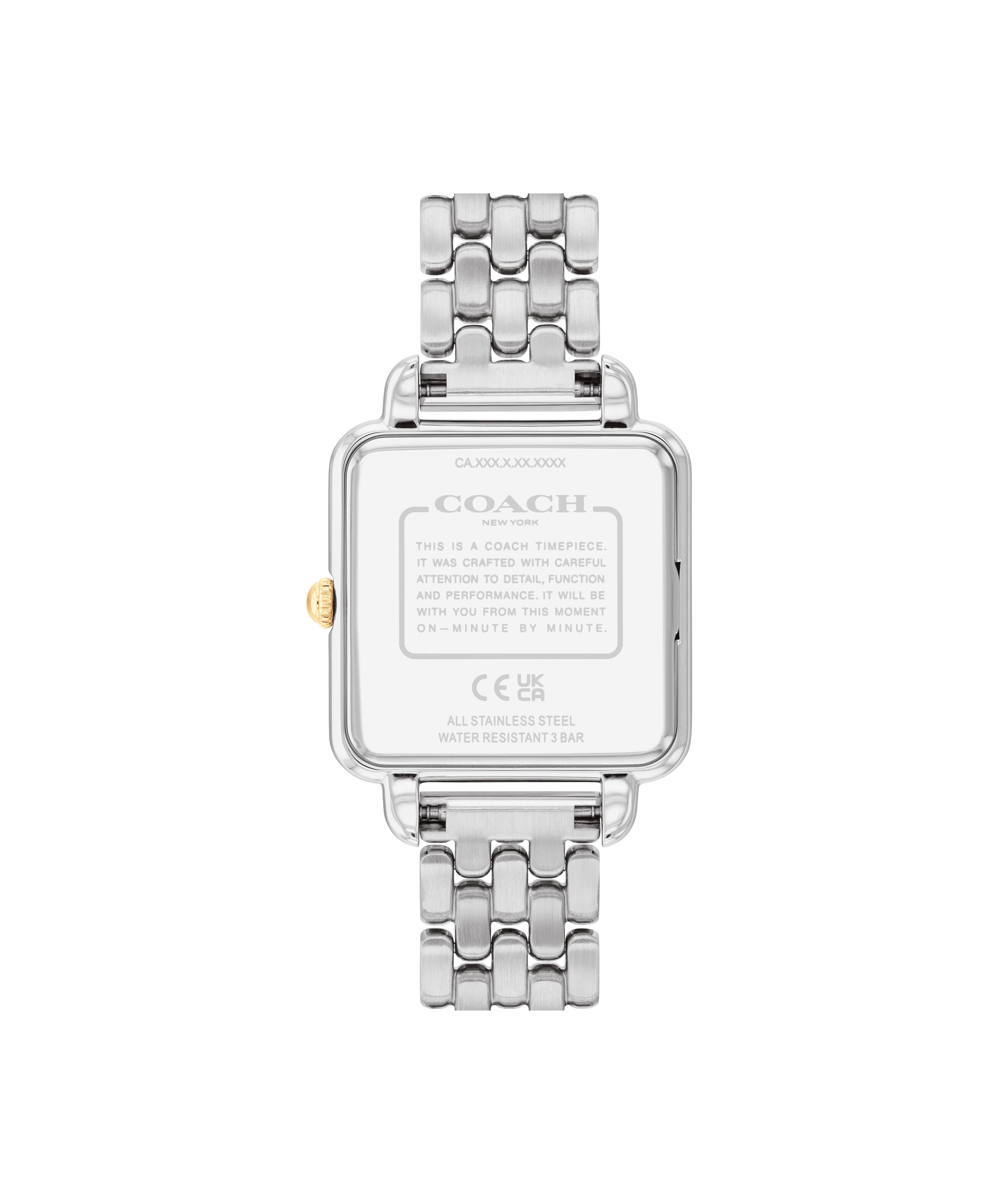 Coach Ladies' Cass Square Black Dial Stainless Steel & Gold Tone