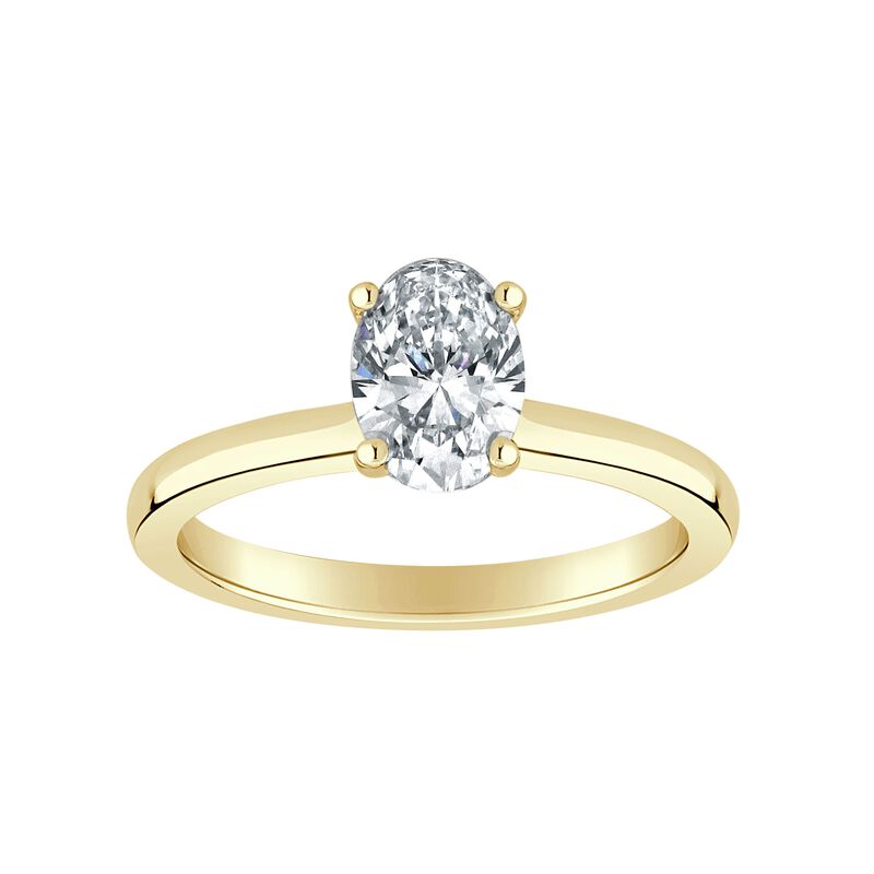 Oval-Cut Lab Grown 3/4ctw. EF VS Diamond Ribbon Halo Solitaire Engagement Ring in 14k Yellow Gold image number null