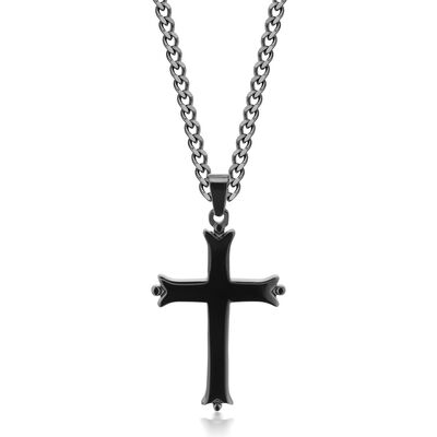 Gunmetal Large Bead End Cross With 22" Adjustable Curb Chain