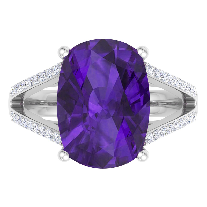 Martha Stewart 10 1/4ctw. Cushion Cut Amethyst & Lab Grown Diamond Ring In Sterling Silver image number null