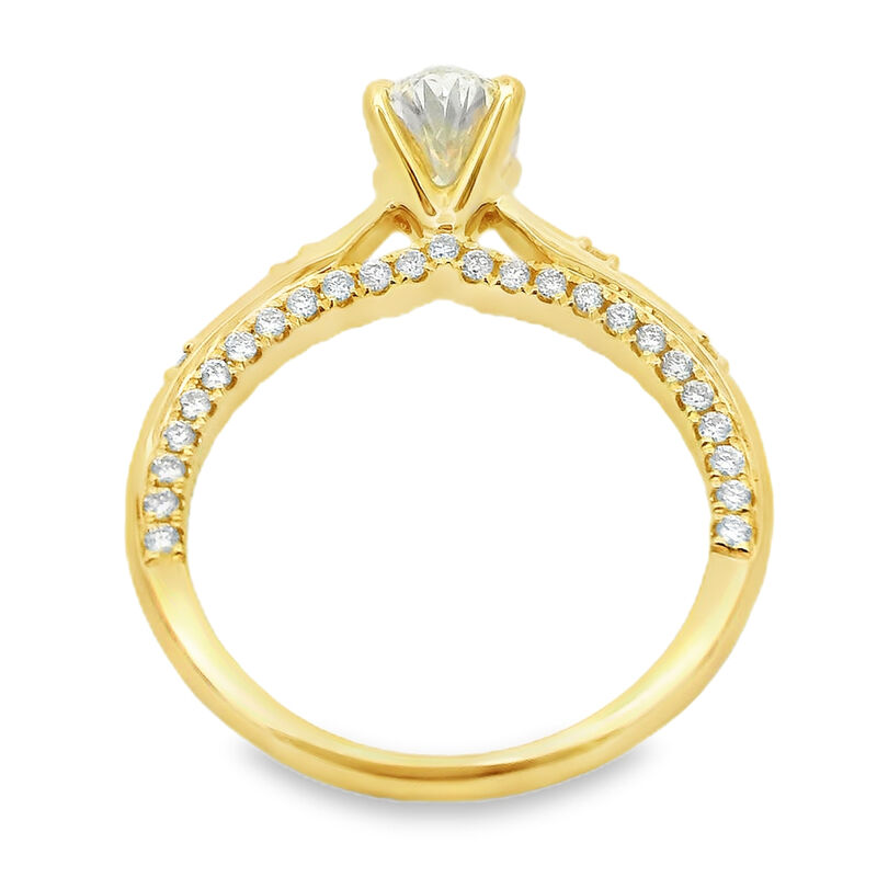 Oval Diamond 1 2/5ctw. Knife Edge Side Accent Engagement Ring in 14k Yellow Gold image number null
