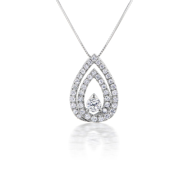 Lab Grown 1/6ct. Diamond Teardrop Halo Pendant in 10k White Gold image number null