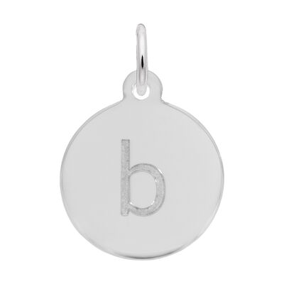 Lower Case Block B Initial Charm in Sterling Silver