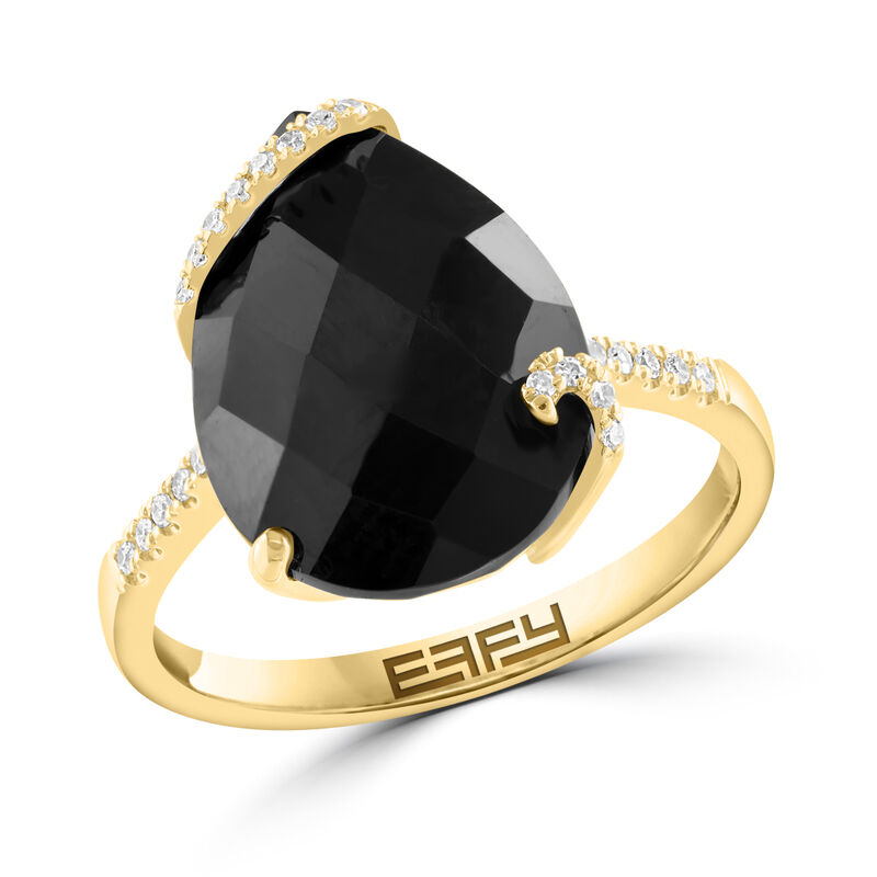 EFFY Onyx & Diamond Ring in 14k Yellow Gold image number null