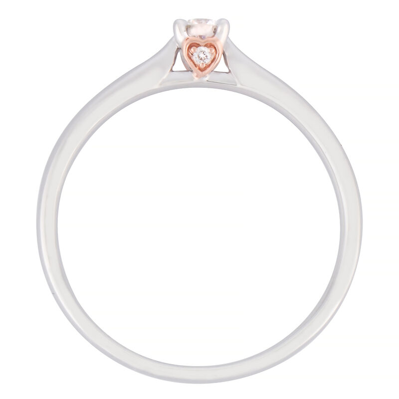 Round Lab Grown Diamond 1/10ctw. Heart Peekaboo Promise Ring in 10k White & Rose Gold image number null