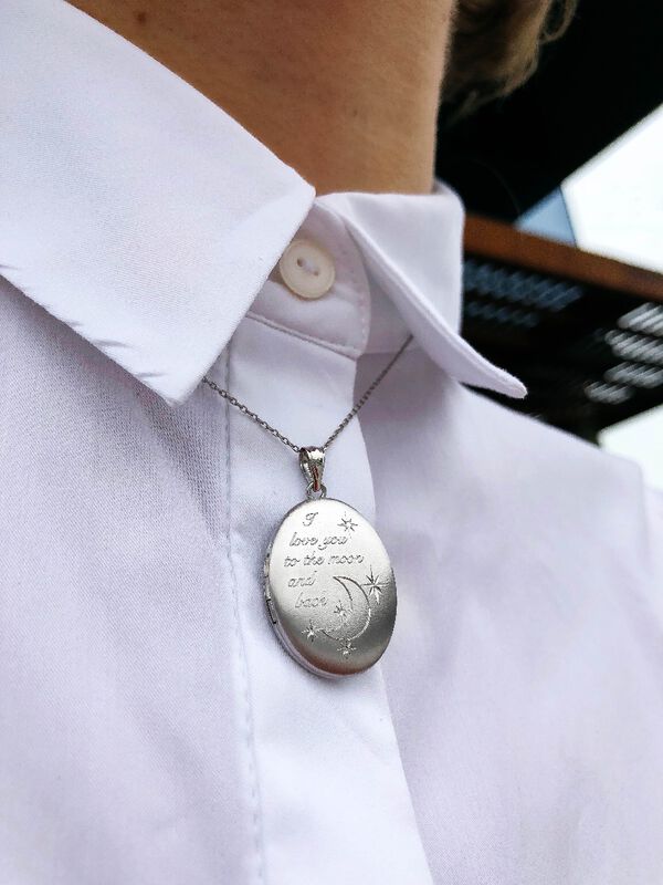 Love You To The Moon & Back Oval Locket in Sterling Silver image number null