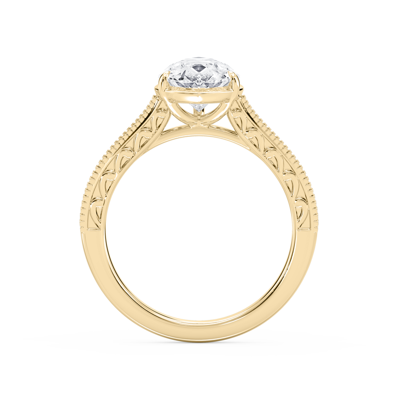 Pear Lab Grown Diamond 2 1/10ctw. Vintage Bezel Engagement Ring in 14k Yellow Gold image number null