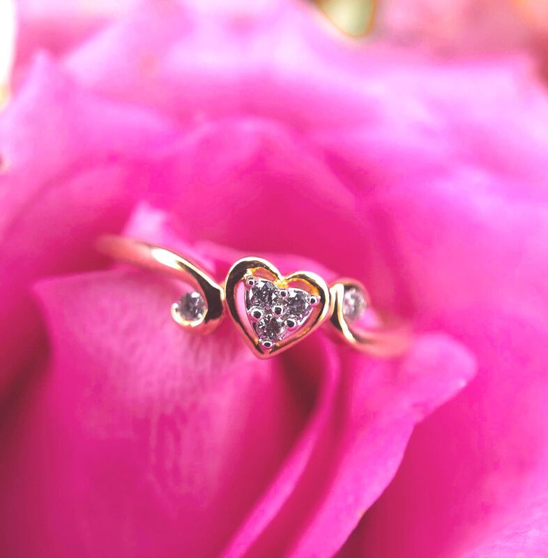 Diamond Cluster Heart Shape Promise Ring in 10K Rose Gold image number null