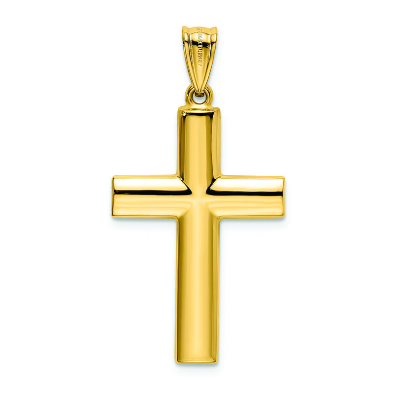 Reversible Polished Cross Charm in 14k Yellow Gold image number null