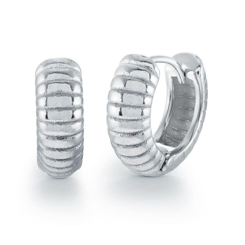 Italgem Steel Ribbed Huggie Earrings in Stainless Steel image number null