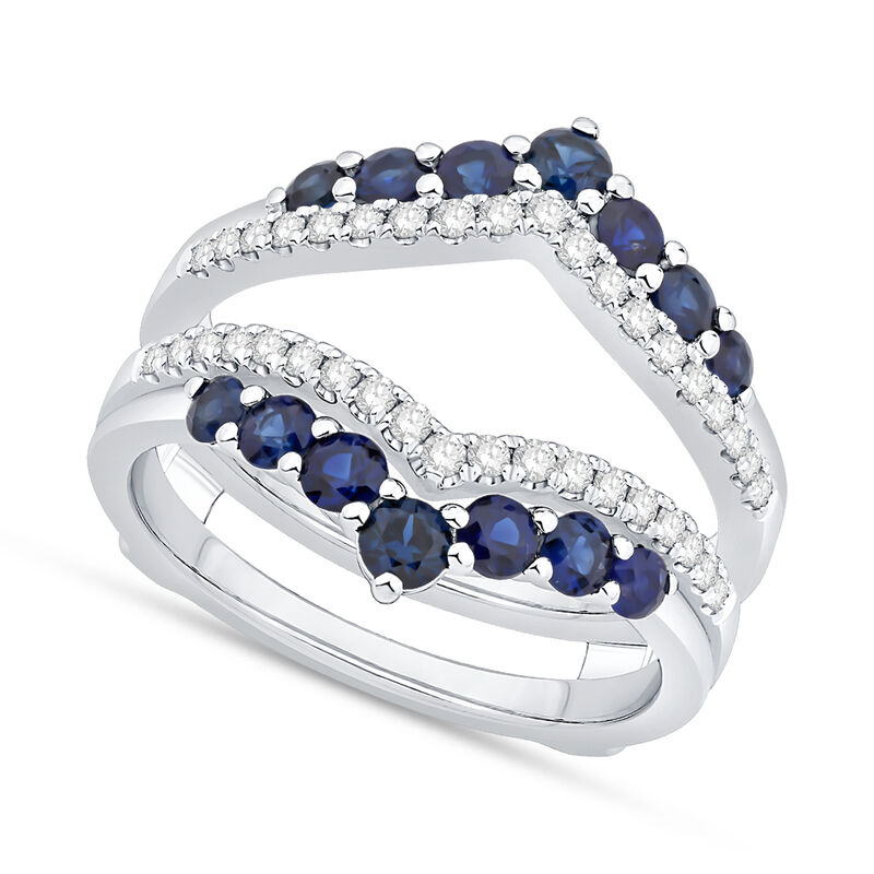 Brilliant-Cut 1 1/3ctw. Diamond Sapphire Double V Insert in 14k White Gold image number null
