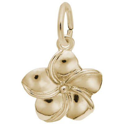 Plumiera Flower Charm in 10k Yellow Gold