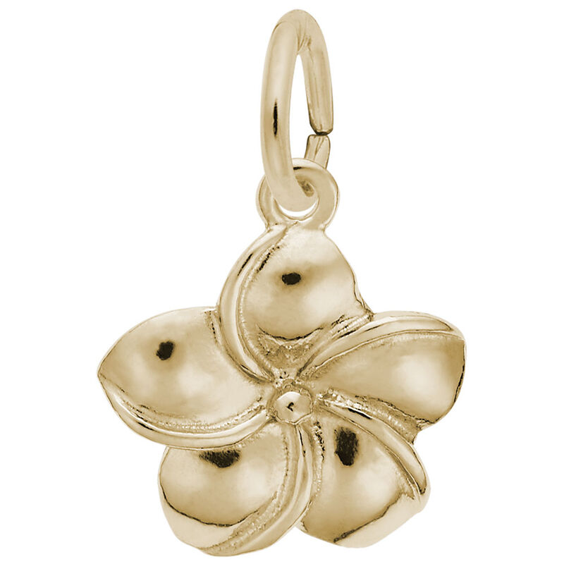 Plumiera Flower Charm in 10k Yellow Gold image number null