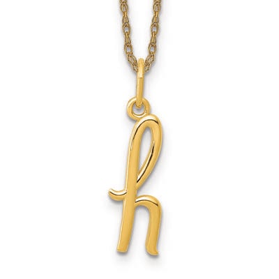 Script H Initial Necklace in 14k Yellow Gold