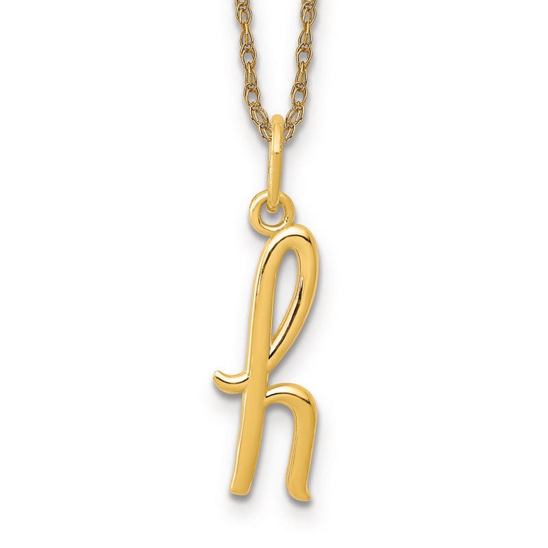Script H Initial Necklace in 14k Yellow Gold image number null