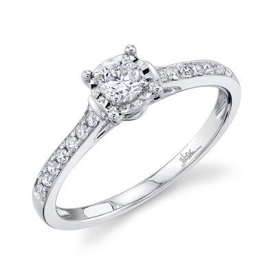 Shy Creation Classic 3/8ctw. Diamond Engagement Ring in 14k White Gold