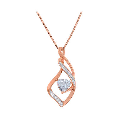 Aquamarine & Diamond Pendant in 10k Rose & White Gold