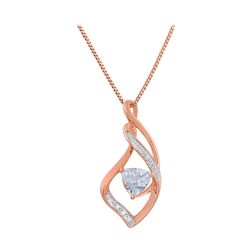 Aquamarine & Diamond Pendant in 10k Rose & White Gold image number null