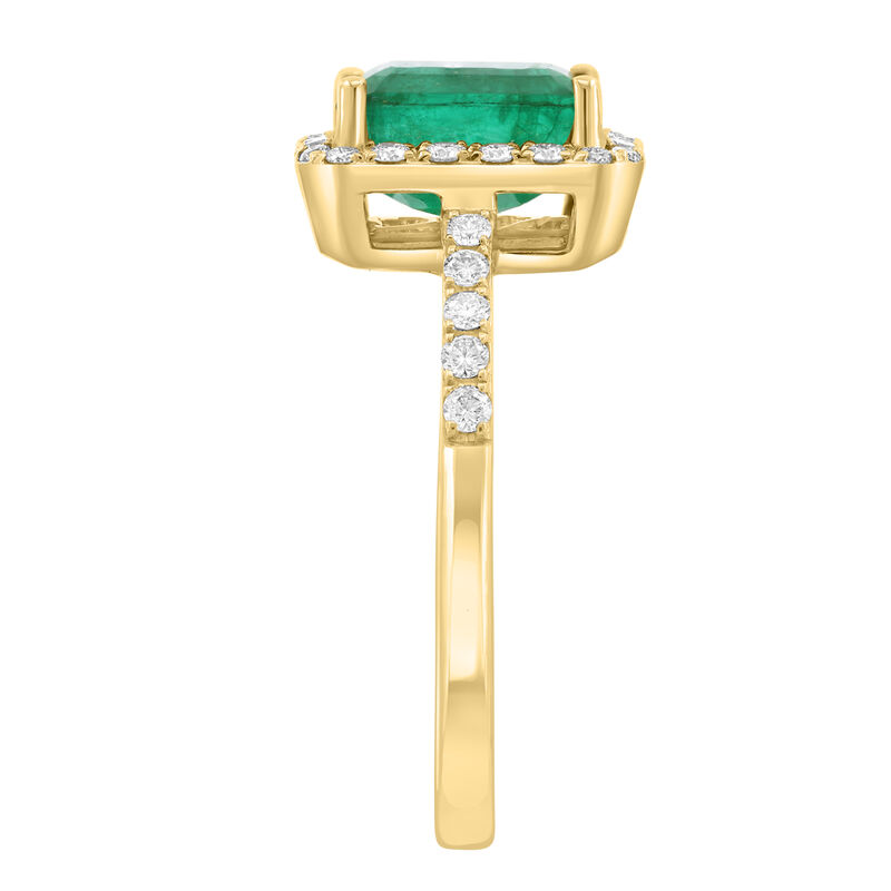 EFFY Emerald & Diamond Halo Ring in 14k Yellow Gold image number null