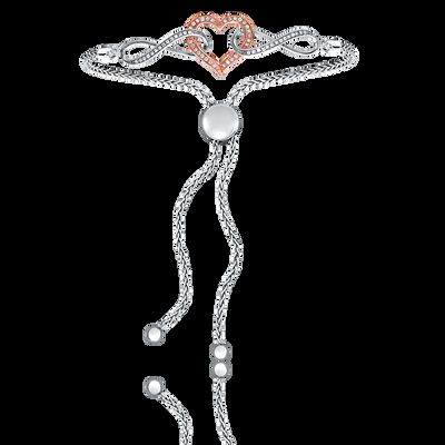 Diamond Heart & Interlocking Infinity Bolo Bracelet