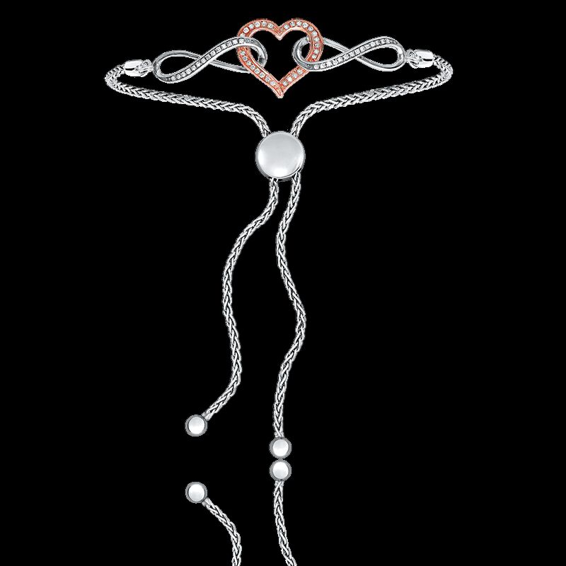 Diamond Heart & Interlocking Infinity Bolo Bracelet image number null