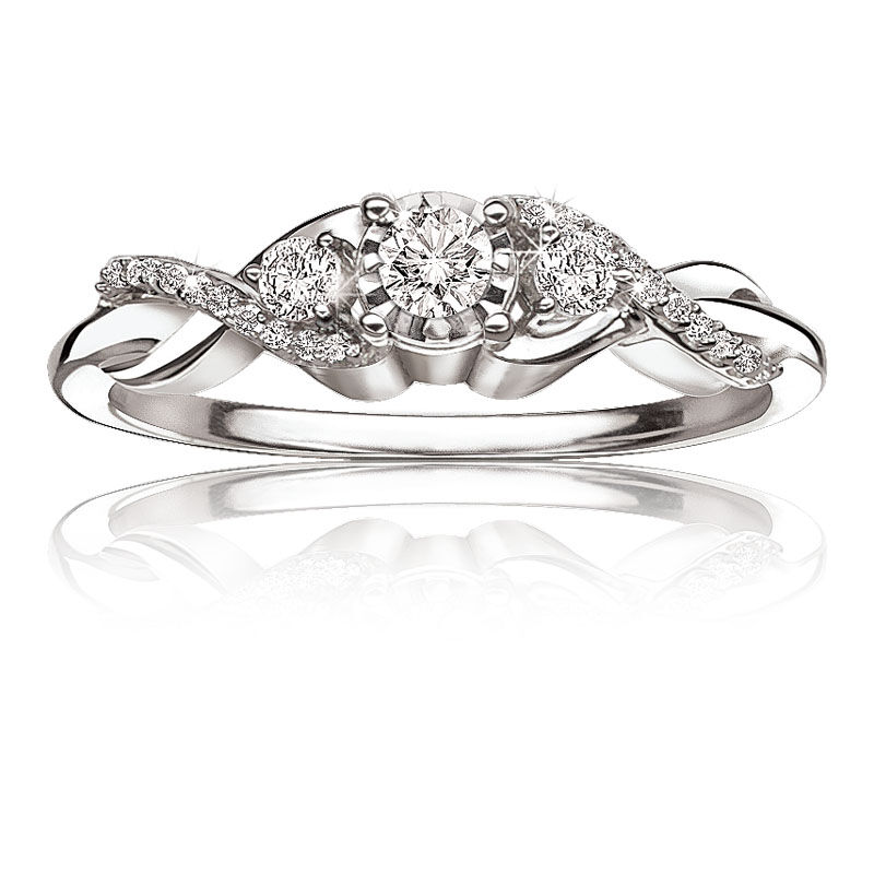 Diamond Three-Stone ¼ctw. Promise Ring in White Gold image number null