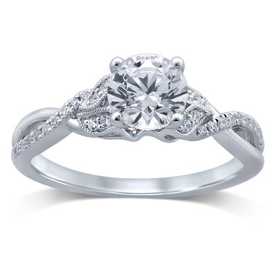 Lab Grown 1-1/8ctw. Diamond Petals Engagement Ring in 14k White Gold