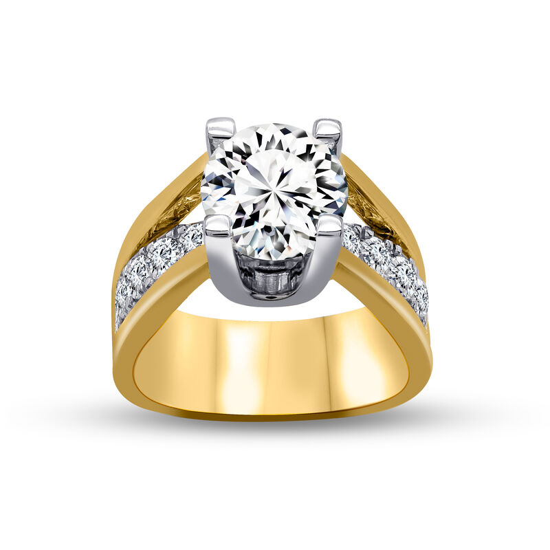 Blossom Cut Round Lab Grown 2.85ctw. Diamond Bridge Over Water Engagement Ring in Two-Tone 14k Gold image number null