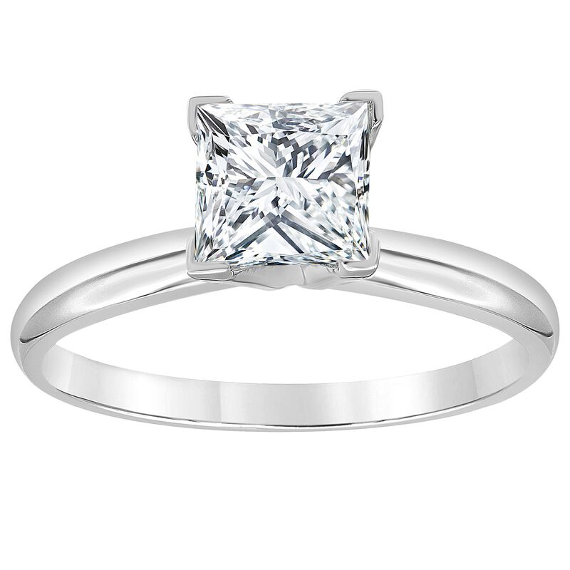 Princess-Cut Lab Grown 3/4ct. Diamond GH VS SI Solitaire Engagement Ring in 14k White Gold image number null