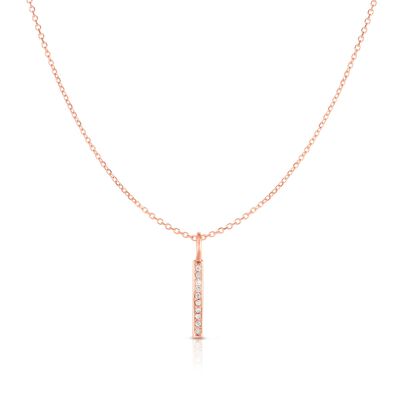 Diamond Vertical Bar Necklace in 14k Rose Gold