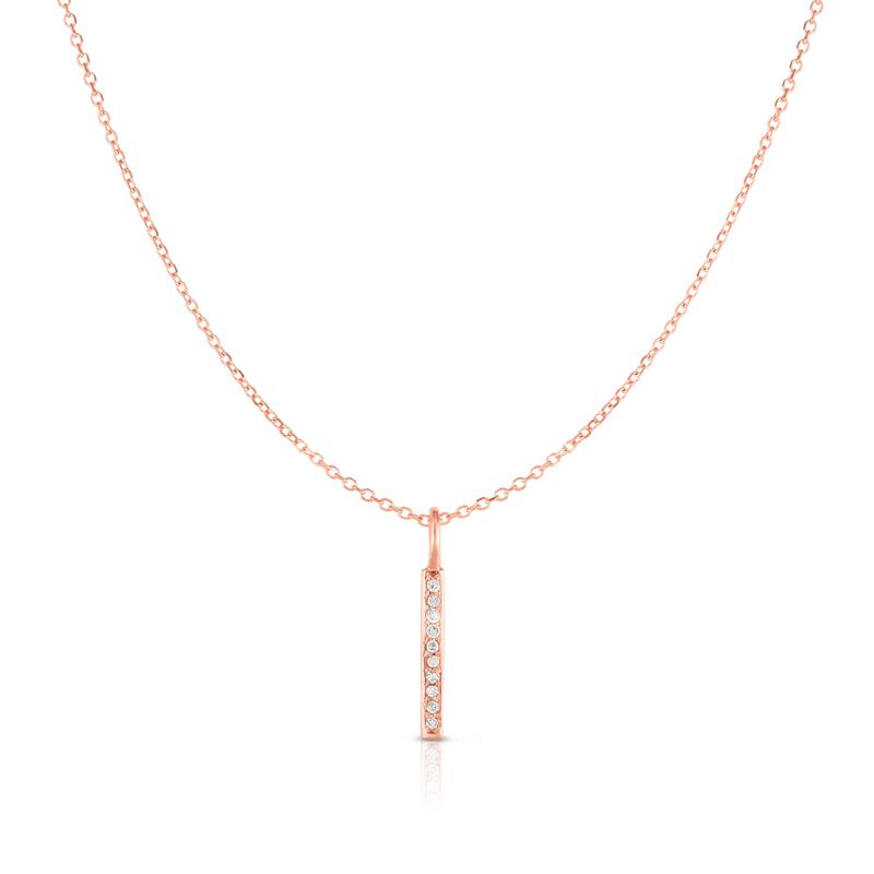 Diamond Vertical Bar Necklace in 14k Rose Gold image number null
