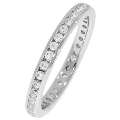 Round Channel Set 1/2ctw. Eternity Band in 14K White Gold (GH, SI)