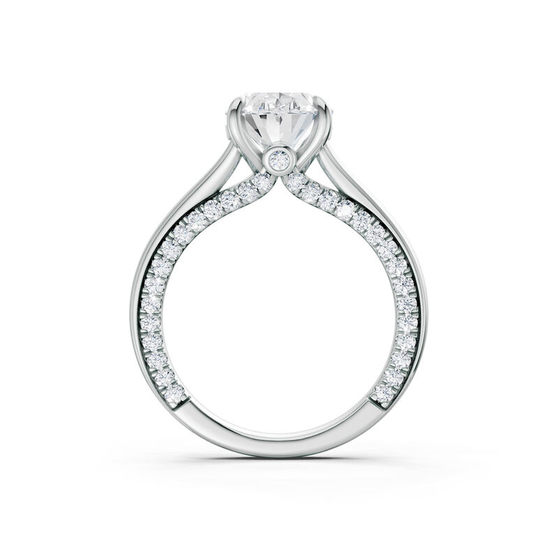 Oval Lab Grown Diamond 3 1/2ctw. Split Shank Engagement Ring with Round Diamond Accents in 14k White Gold image number null