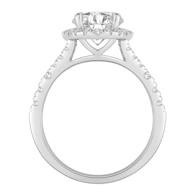 Oval-Cut 3 3/4ctw. Lab Grown Diamond Halo Split Shank Engagement Ring in 14k White Gold image number null