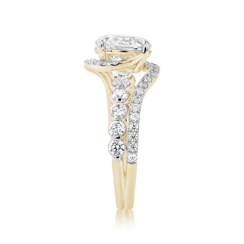 Round Lab Grown Diamond 3 1/2ctw. Swirl Bypass Engagement Ring in 14k Two Tone Gold image number null