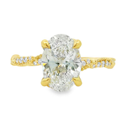 Oval Lab Grown Diamond 2 1/5ctw. Milgrain Engagement Ring in 14k Yellow Gold