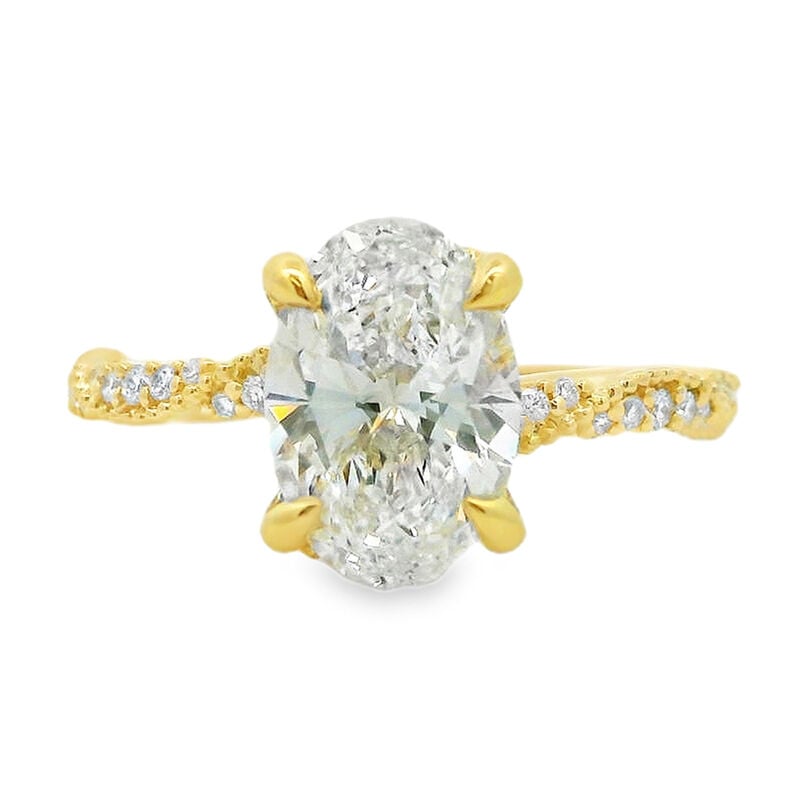 Oval Lab Grown Diamond 2 1/5ctw. Milgrain Engagement Ring in 14k Yellow Gold image number null