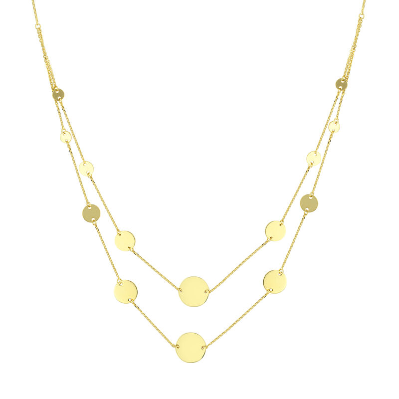 Ladies Graduated Disc Fashion Necklace in 14k Yellow Gold 18" image number null