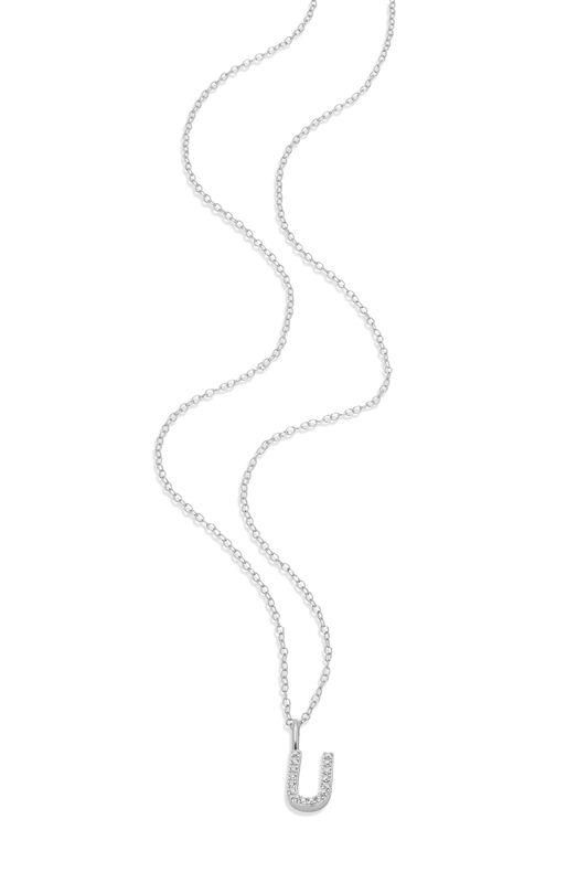 Lab Grown Diamond Letter U Initial Pendant Necklace in Sterling Silver image number null